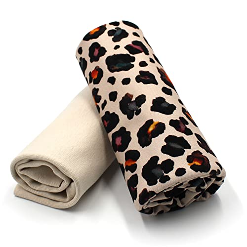 Stoffpaket 0,5m Jersey + 0,5m Bündchenstoff zum Nähen von Kinderkleidung Kinderstoff Jerseystoff (Animal Skin+light Sand Set77) von VmG-Store