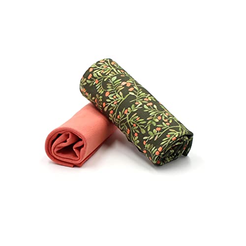 Stoffpaket 0,5m Jersey + 0,5m Bündchenstoff zum Nähen von Kinderkleidung Kinderstoff Jerseystoff (Blätter Army Green + Rosa (Set55)) von VmG-Store