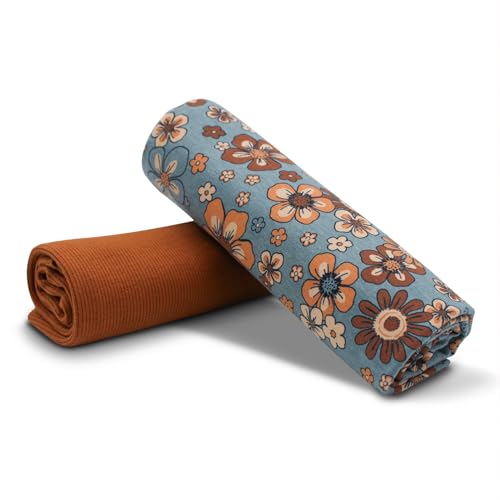 Stoffpaket 0,5m Jersey + 0,5m Bündchenstoff zum Nähen von Kinderkleidung Kinderstoff Jerseystoff (Blumen Meliert + RIB Brique Set11) von VmG-Store