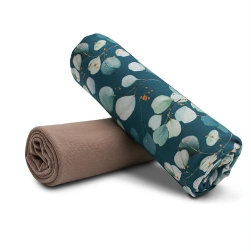Stoffpaket 0,5m Jersey + 0,5m Bündchenstoff zum Nähen von Kinderkleidung Kinderstoff Jerseystoff (Eukalyptus Dunkelgrün + Taupe Set45) von VmG-Store