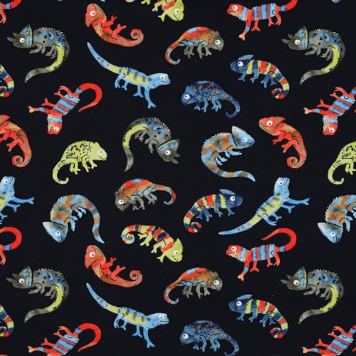 VmG-Store 1m Jerseystoff zum Nähen Baumwolljersey Nähstoff KEINE Meterware Kinderstoff (Chameleon Navy JB020) von VmG-Store
