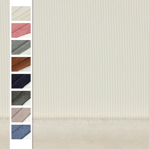 VmG-Store Cord Teddy Plüsch Stoff Meterware | Breitcord mit weichem Plüsch Doubleface 0,25m x 145cm breit für Winterkleidung Kissen Schmusetiere Bekleidung Stoffe (001 Ecru) von VmG-Store