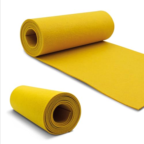 VmG-Store Filzrolle 240cmx30cmx3mm Filz Filzstoff Polyester zum Nähen basteln DIY Dekoration Patchwork Dekofilz Bastelfilz Taschenfilz Filzmatte (035 Gelb) von VmG-Store