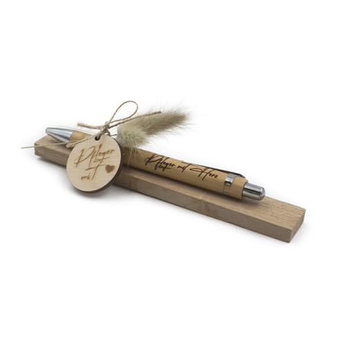 VmG-Store Holz Kugelschreiber als Geschenkidee zum Muttertag Mama Vatertag Geburtstag Papa Oma und Opa Arbeitskollege Freundin Freund (Ohne Wunschname, 26 Pfleger mit Herz) von VmG-Store