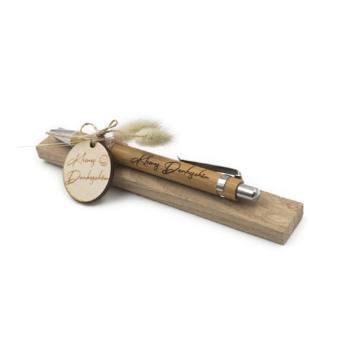 VmG-Store Holz Kugelschreiber als Geschenkidee zum Muttertag Mama Vatertag Geburtstag Papa Oma und Opa Arbeitskollege Freundin Freund (Ohne Wunschname, 28 Kleines Dankeschön) von VmG-Store