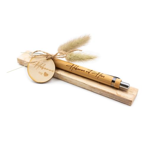 VmG-Store Holz Kugelschreiber als Geschenkidee zum Muttertag Mama Vatertag Geburtstag Papa Oma und Opa Arbeitskollege Freundin Freund (Ohne Wunschname, 18 Hebamme mit Herz) von VmG-Store