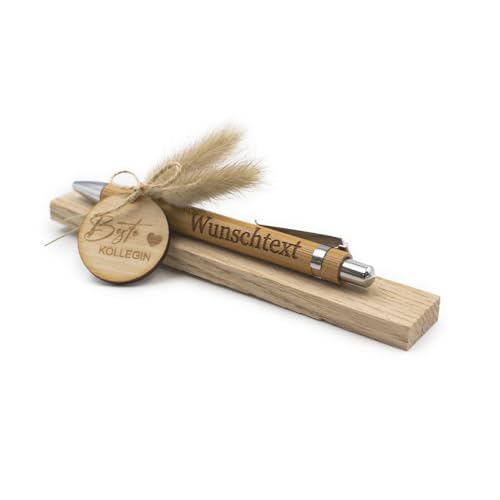 VmG-Store Holz Kugelschreiber mit Gravur Wunschname – personalisiertes Geschenk zum Muttertag Vatertag Geburtstag für Mama Papa Oma Opa Freundin Freund (Mit Wunschname, 21 Beste Kollegin) von VmG-Store