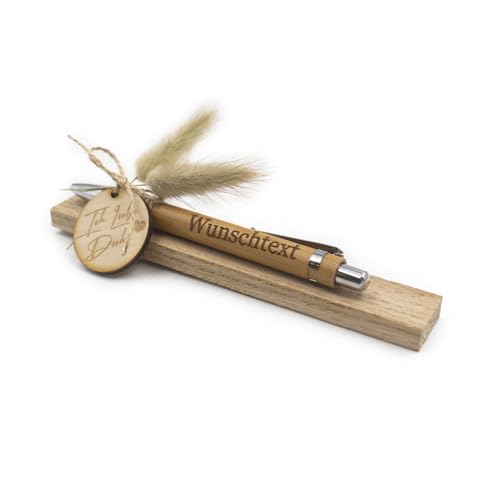 VmG-Store Holz Kugelschreiber mit Gravur Wunschname – personalisiertes Geschenk zum Muttertag Vatertag Geburtstag für Mama Papa Oma Opa Freundin Freund (Mit Wunschname, 23 Ich liebe dich) von VmG-Store