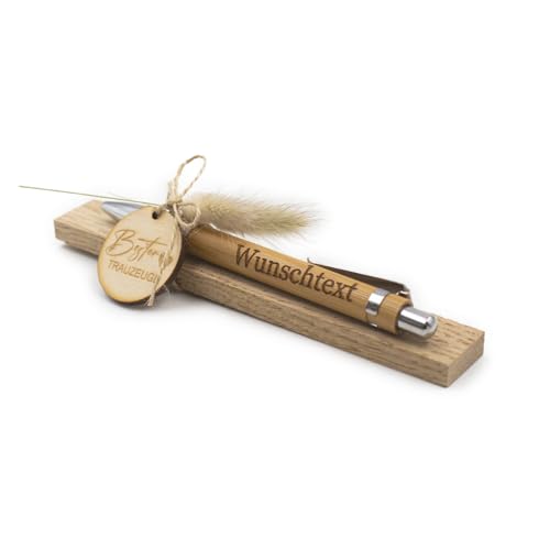 VmG-Store Holz Kugelschreiber mit Gravur Wunschname – personalisiertes Geschenk zum Muttertag Vatertag Geburtstag für Mama Papa Oma Opa Kollegen Freundin Freund (Mit Wunschname, 20 Bester Trauzeuge) von VmG-Store