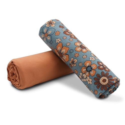 VmG-Store Jerseystoff Set farblich abgestimmt Design + Uni je 0,5mx1,5m 95% Baumwollstoff 5% Elasthan Tex Standard 100 (Blumen Meliert + Lachs Set10) von VmG-Store