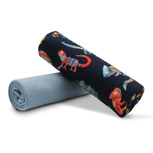 VmG-Store Jerseystoff Set farblich abgestimmt Design + Uni je 0,5mx1,5m 95% Baumwollstoff 5% Elasthan Tex Standard 100 (Chameleon Navy + Blauer Schatten Set07) von VmG-Store