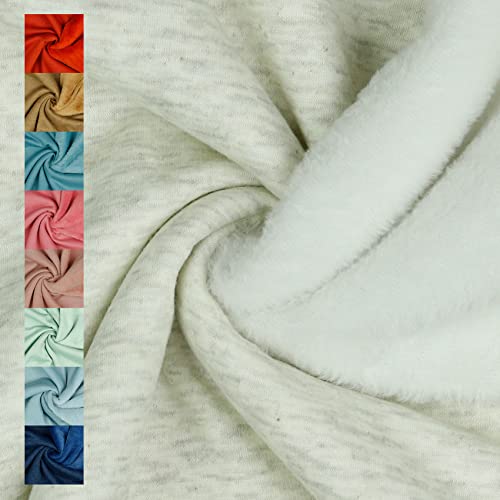 VmG-Store Polar Fleece Stoff Meterware Alpenfleece 21 Farben Fleecestoff zum Nähen mit Antipilling 150cm Breite (019 I Ecru Meliert) von VmG-Store