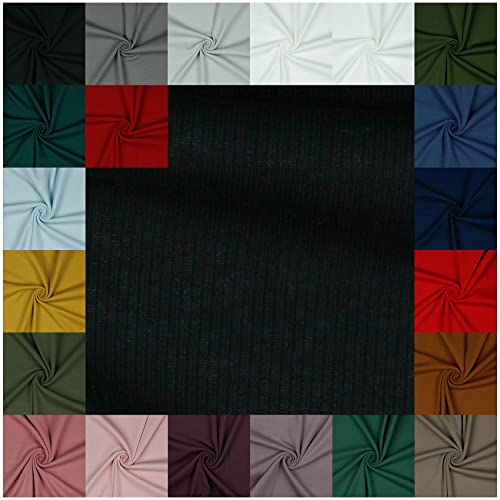 VmG-Store RIB Jerseystoff gerippt Uni Meterware 21 Farben zur Auswahl Tex zertifiziert Nähstoff (100 x 145cm, 001 I Schwarz) von VmG-Store