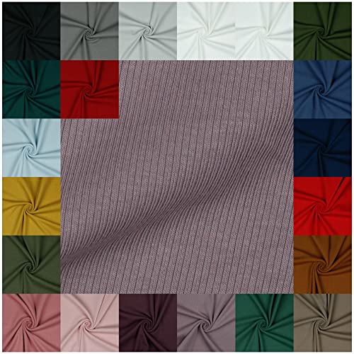 VmG-Store RIB Jerseystoff gerippt Uni Meterware 21 Farben zur Auswahl Tex zertifiziert Nähstoff (100 x 145cm, 059 I LilaC) von VmG-Store