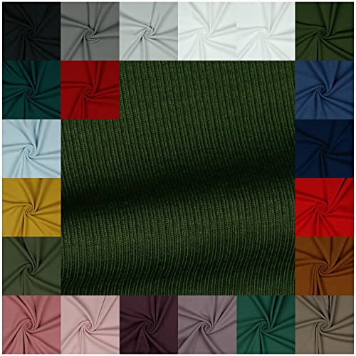 VmG-Store RIB Jerseystoff gerippt Uni Meterware 21 Farben zur Auswahl Tex zertifiziert Nähstoff (200 x 145cm, 013 I Dunkelgrün) von VmG-Store