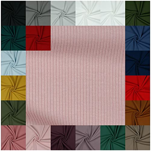 VmG-Store RIB Jerseystoff gerippt Uni Meterware 21 Farben zur Auswahl Tex zertifiziert Nähstoff (200 x 145cm, 061 I Hellrosa) von VmG-Store