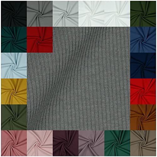 VmG-Store RIB Jerseystoff gerippt Uni Meterware 21 Farben zur Auswahl Tex zertifiziert Nähstoff (50 x 145cm, 003 I Grau) von VmG-Store