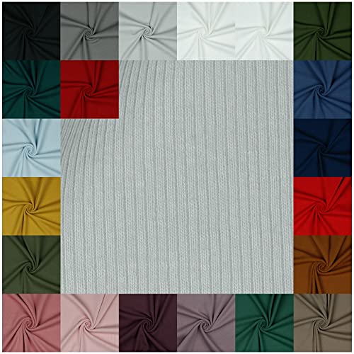 VmG-Store RIB Jerseystoff gerippt Uni Meterware 21 Farben zur Auswahl Tex zertifiziert Nähstoff (50 x 145cm, 004 I Hellgrau) von VmG-Store