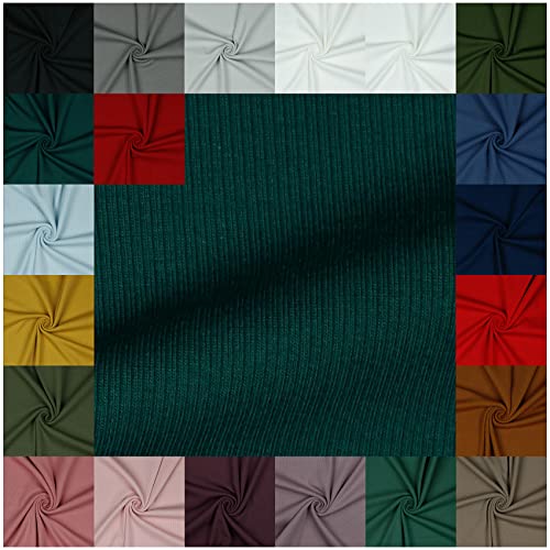 VmG-Store RIB Jerseystoff gerippt Uni Meterware 21 Farben zur Auswahl Tex zertifiziert Nähstoff (50 x 145cm, 066 I Dunkel Cyan) von VmG-Store