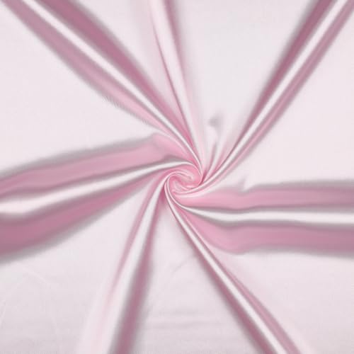 VmG-Store Satin Stoff 2m x 146cm Coupon Satinstoff Keine Meterware seidig Polyester zum Nähen glänzender Dekostoff für Kleidung Vorhänge Kostüme Damen Kleid Rock (013 Hellrosa) von VmG-Store
