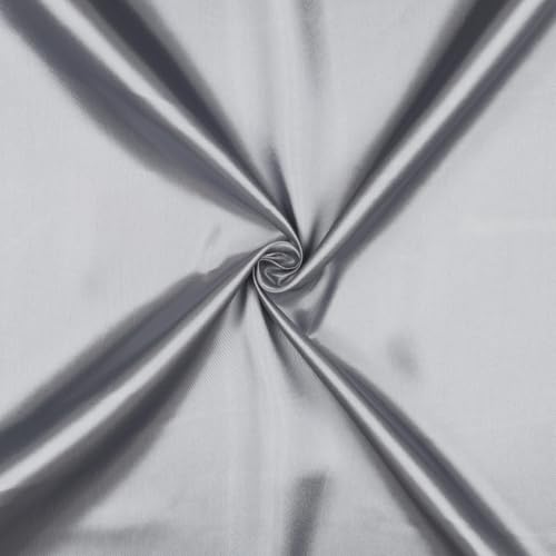 VmG-Store Satin Stoff 2m x 146cm Coupon Satinstoff Keine Meterware seidig Polyester zum Nähen glänzender Dekostoff für Kleidung Vorhänge Kostüme Damen Kleid Rock (018 Silber) von VmG-Store