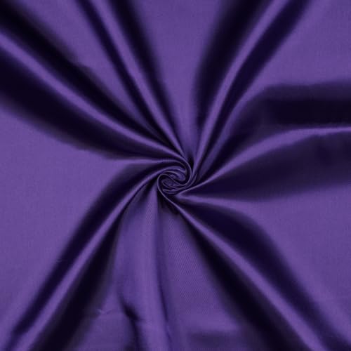 VmG-Store Satin Stoff 2m x 146cm Coupon Satinstoff Keine Meterware seidig Polyester zum Nähen glänzender Dekostoff für Kleidung Vorhänge Kostüme Damen Kleid Rock (027 Dunkellila) von VmG-Store