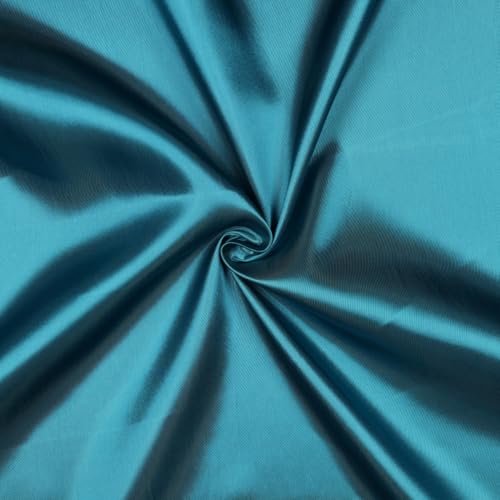 VmG-Store Satin Stoff 2m x 146cm Coupon Satinstoff Keine Meterware seidig Polyester zum Nähen glänzender Dekostoff für Kleidung Vorhänge Kostüme Damen Kleid Rock (037 Petrol) von VmG-Store