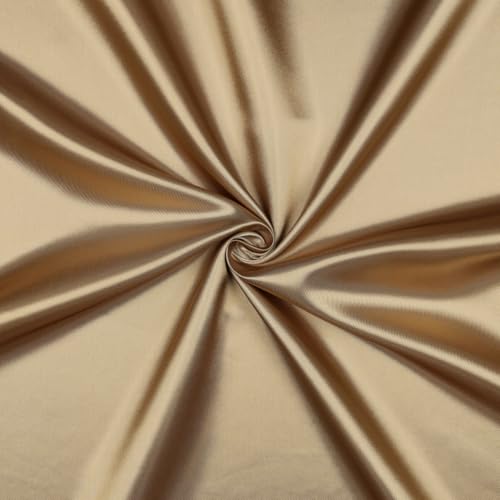VmG-Store Satin Stoff 2m x 146cm Coupon Satinstoff Keine Meterware seidig Polyester zum Nähen glänzender Dekostoff für Kleidung Vorhänge Kostüme Damen Kleid Rock (039 Camel) von VmG-Store