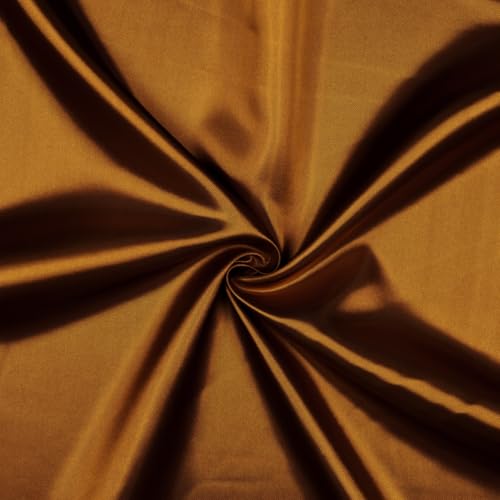 VmG-Store Satin Stoff Meterware 146cm Breite Satinstoff seidig Polyester zum Nähen glänzender Dekostoff für Kleidung Vorhänge Kostüme Damen Kleid Rock (048 Cognac) von VmG-Store