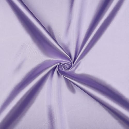 VmG-Store Satin Stoff Meterware 146cm Breite Satinstoff seidig Polyester zum Nähen glänzender Dekostoff für Kleidung Vorhänge Kostüme Damen Kleid Rock (049 Lilac) von VmG-Store