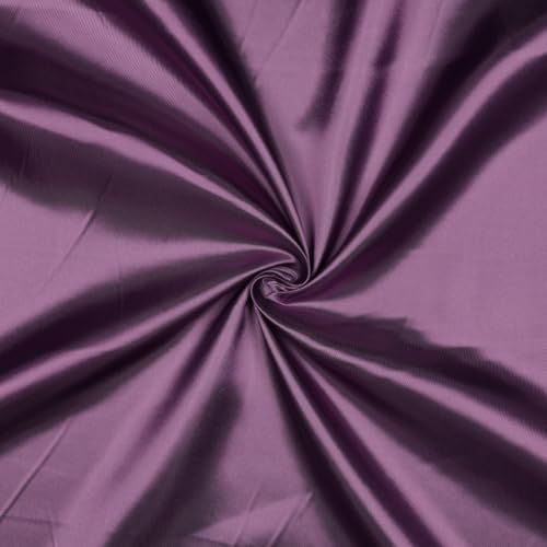 VmG-Store Satin Stoff Meterware 146cm Breite Satinstoff seidig Polyester zum Nähen glänzender Dekostoff für Kleidung Vorhänge Kostüme Damen Kleid Rock (050 Grape) von VmG-Store