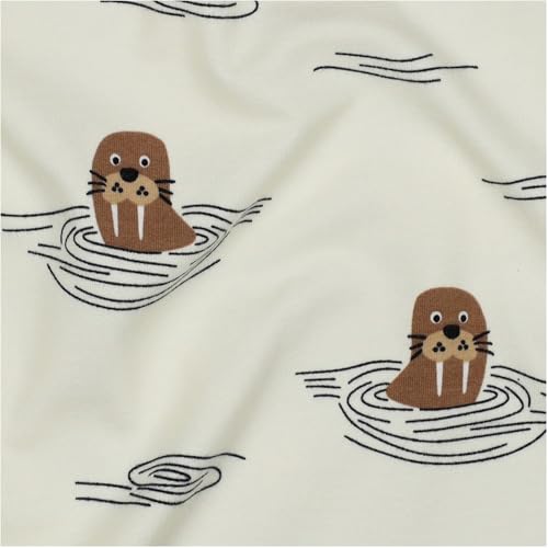 VmG-Store Sweat Stoff Meterware Sweatstoff Designs Sommersweat zum Nähen Kinderkleidung (Walross Sw004) von VmG-Store
