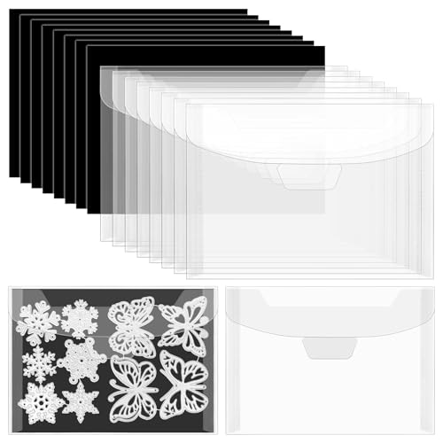 Vmiapxo 16 Stück Briefmarken- und Stanz-Aufbewahrungstaschen mit Gummi-Magnetbögen, wasserdicht, wiederverwendbar, Quittungshalter, Aufkleber, Organizer, Kunststoff-Umschläge für Kartenherstellung von Vmiapxo