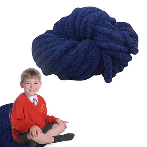 Chenille-Garn für Decke, Garn zum Stricken von Decke, Armstricken, Chenille-Häkeln für weichen Überwurf, Marineblau von Vmiorzq