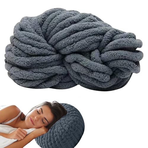 Chenille-Garn für Decke, Garn zum Stricken von Decke, Armstricken, Chenille-Häkeln für weichen Überwurf, dunkelgrau von Vmiorzq