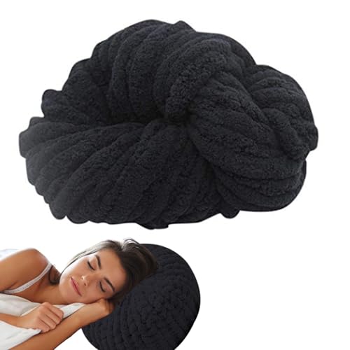 Chunky Chenille Garn für Decke, Garn zum Stricken von Decke, Armstricken Chenille Häkeln für weichen Überwurf, schwarz von Vmiorzq