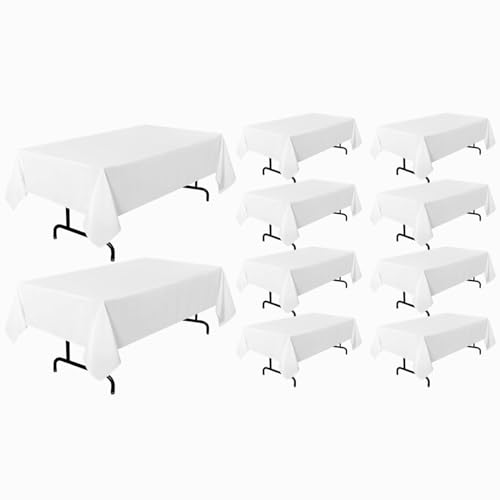 Vnituasr 10er-Pack weiße Rechteckig Tischtuch, 153×260 cm Polyester-Tischdecken von Vnituasr
