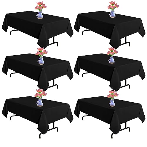 Vnituasr 6er-Pack Schwarze Rechteckig Tischtuch, 228×335 cm Polyester-Tischdecken von Vnituasr