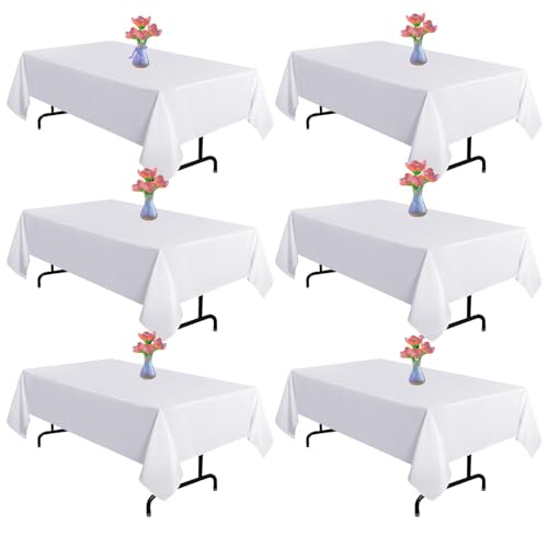 Vnituasr 6er-Pack weiße Rechteckig Tischtuch, 153×214 cm Polyester-Tischdecken von Vnituasr