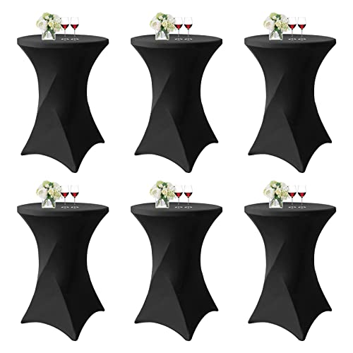 Vnituasr 6er-Set Cocktail Tischhussen, Stehtisch Husse für Bistrotisch Ø 60-65 cm, Schwarz Stretch-Tischdecke für Party, Bankett und Hochzeitsereignis(60×110cm,schwarz) von Vnituasr
