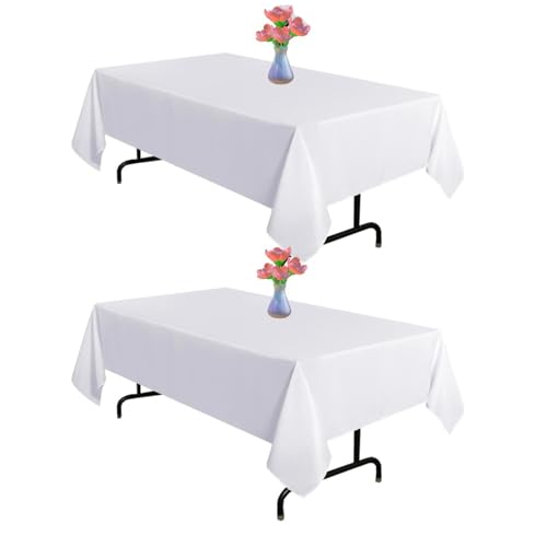Vnituasr Weiße Tischdecken, rechteckig, 152,4 x 279,9 cm, für rechteckige Tische, geeignet für Hochzeiten, Bankette, Restaurants, Partys, 2 Stück Vnituasr Weiße Tischdecken, rechteckig, 152,4 x 279,9 cm, für rechteckige Tische, geeignet für Hochzeiten, Bankette, Restaurants, Partys, 2 Stück von Vnituasr
