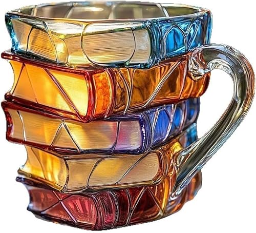 Vnnigmn Lustige Buchtassen, bemalte Lesebücher, Kaffeetasse, neuartige Bücher, stapelbar, Kaffeetasse für Studium, Sammlung, Buchhandlung, Literaturliebhaber von Vnnigmn