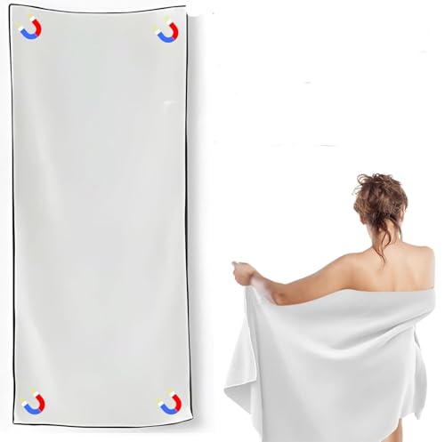 Vnnigmn Magnetisches Badetuch für den Außenbereich, übergroßes Mikrofaser-Handtuch mit Magnetverschluss und Schnalle, super saugfähiges Handtuch für Strand, Pool, Reisen, Yoga, Wandern, Camping (weiß) von Vnnigmn