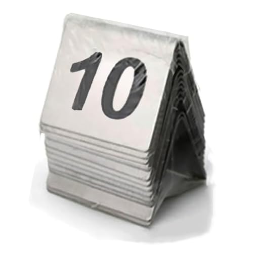 Vnook Tischnummern, Edelstahl-Zeltstil 1-10/25/50/100, stapelbares digitales Nummernschild for Restaurants for Hochzeits-, Geburtstags- und Hochzeitspartyzubehör(10) von Vnook