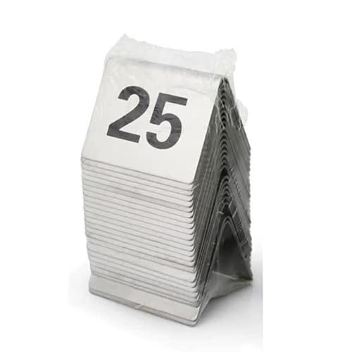 Vnook Tischnummern, Edelstahl-Zeltstil 1-10/25/50/100, stapelbares digitales Nummernschild for Restaurants for Hochzeits-, Geburtstags- und Hochzeitspartyzubehör(25) von Vnook