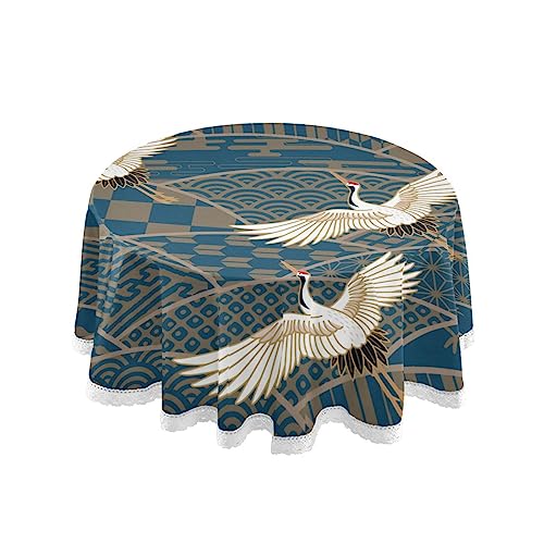 Kranich Vogel Japanische Blume Runde Tischdecken für Runde Tische Tischtuch Tischdecke für Party Urlaub Abendessen Küche Dekor Zuhause Kranich Vogel Japanische Blume Runde Tischdecken für Runde Tische Tischtuch Tischdecke für Party Urlaub Abendessen Küche Dekor Zuhause von Vnurnrn