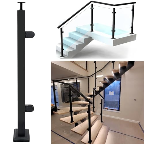 VoTwoofv Glasgeländerpfosten 85 cm mit verstellbaren oberen Breckets, 304 Edelstahl, Glas-Balustraden-Pfostensystem mit 2 Klemmen für Innen- und Außenbereich, Deck, Balkon, Dachboden, Treppe VoTwoofv Glasgeländerpfosten 85 cm mit verstellbaren oberen Breckets, 304 Edelstahl, Glas-Balustraden-Pfostensystem mit 2 Klemmen für Innen- und Außenbereich, Deck, Balkon, Dachboden, Treppe von VoTwoofv