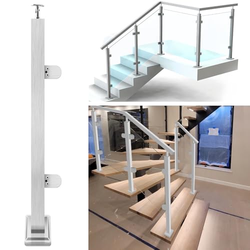 VoTwoofv Glasgeländerpfosten 85 cm mit verstellbaren oberen Breckets, 304 Edelstahl, Glas-Balustraden-Pfostensystem mit 2 Klemmen für Innen- und Außenbereich, Deck, Balkon, Dachboden, Treppe VoTwoofv Glasgeländerpfosten 85 cm mit verstellbaren oberen Breckets, 304 Edelstahl, Glas-Balustraden-Pfostensystem mit 2 Klemmen für Innen- und Außenbereich, Deck, Balkon, Dachboden, Treppe von VoTwoofv
