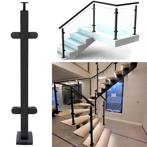 VoTwoofv Glasgeländerpfosten 85 cm mit verstellbaren oberen Breckets, 304 Edelstahl, Glas-Balustraden-Pfostensystem mit 4 Klemmen für Innen- und Außenbereich, Deck, Balkon, Dachboden, Treppe VoTwoofv Glasgeländerpfosten 85 cm mit verstellbaren oberen Breckets, 304 Edelstahl, Glas-Balustraden-Pfostensystem mit 4 Klemmen für Innen- und Außenbereich, Deck, Balkon, Dachboden, Treppe von VoTwoofv