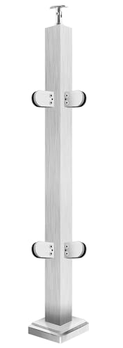 VoTwoofv Glasgeländerpfosten 85 cm mit verstellbaren oberen Breckets, 304 Edelstahl, rechtwinkliges Eck-Glas-Balustraden-Pfostensystem mit 4 Klemmen für Innen- und Außenbereich, Deck, Treppe VoTwoofv Glasgeländerpfosten 85 cm mit verstellbaren oberen Breckets, 304 Edelstahl, rechtwinkliges Eck-Glas-Balustraden-Pfostensystem mit 4 Klemmen für Innen- und Außenbereich, Deck, Treppe von VoTwoofv